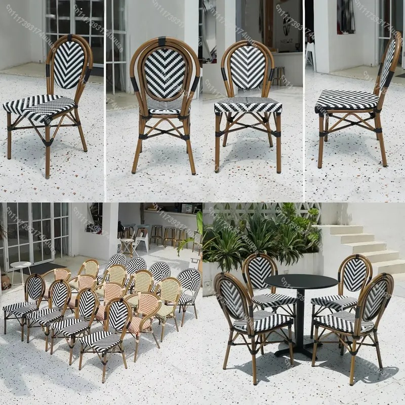 Outdoor Furniture For Cafe - Sedia impilabile in rattan stile bistrot