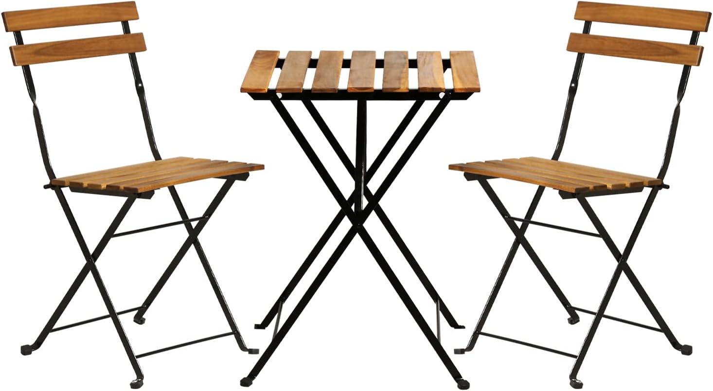 Outdoor Furniture Wooden - Set da bistrot pieghevole in legno