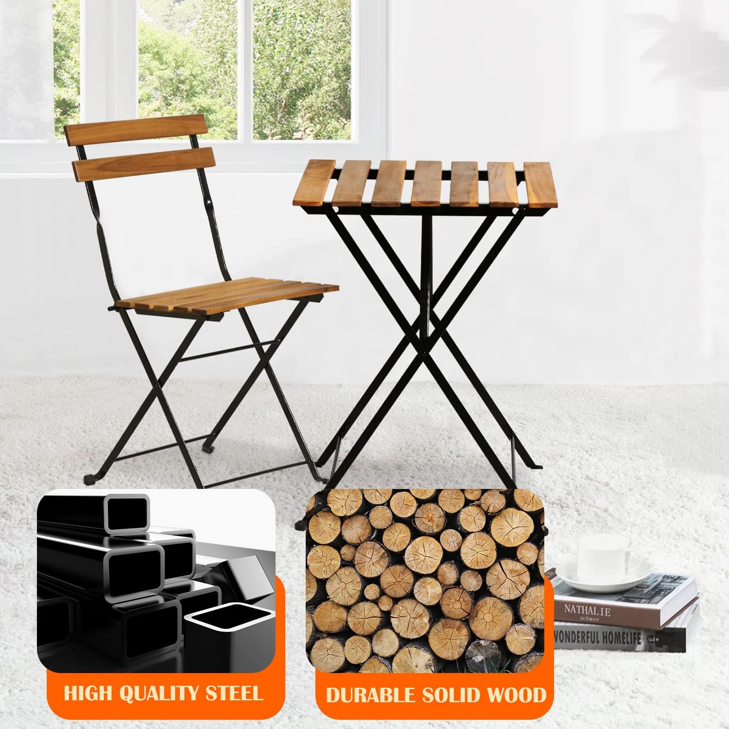 Set da bistrot pieghevole in l - Outdoor Furniture Wooden recensione e prezzo